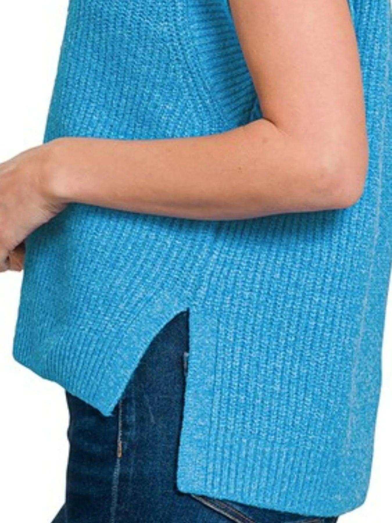 Zenana Oversized Sweater Vest with Side Slit