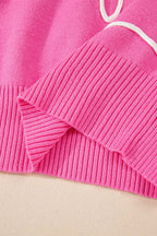 Bow Round Neck Dropped Shoulder Sweater Oversized