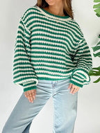 Oversized Striped Drop Shoulder Sweater