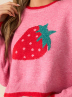 Strawberry Round Neck Long Sleeve Sweater