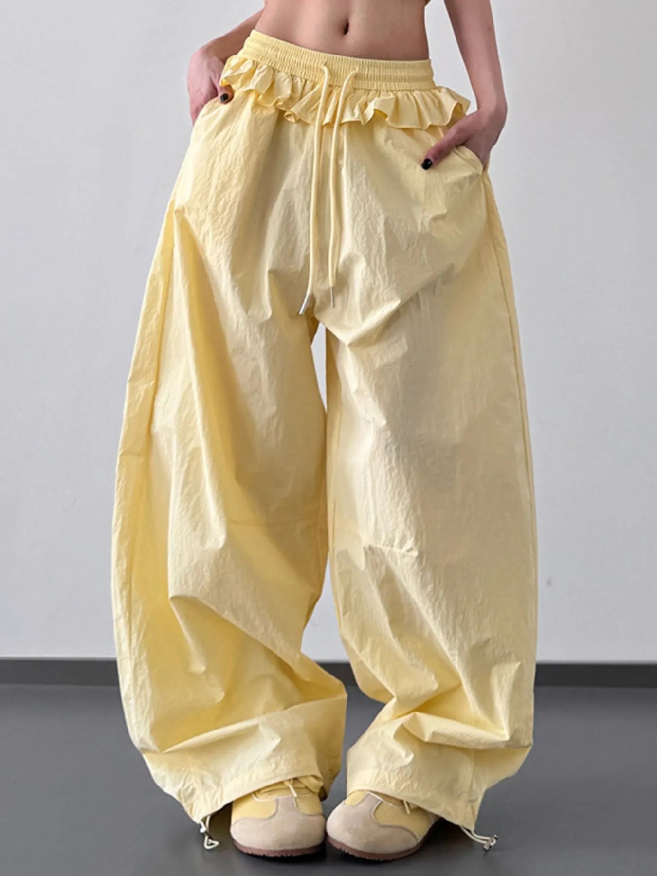 Drawstring Wide Leg Pants