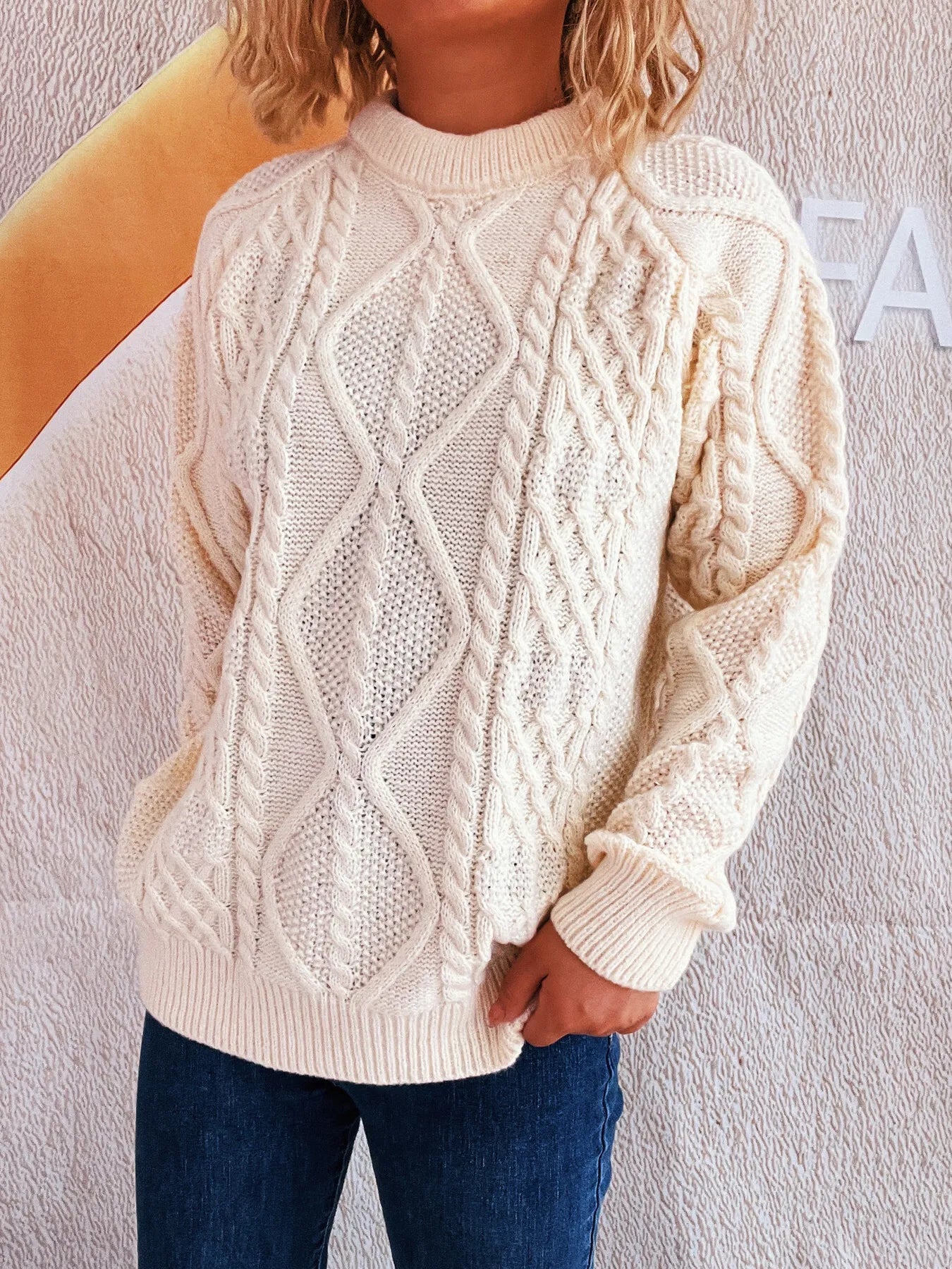 Cable Knit Long Sleeve Sweater