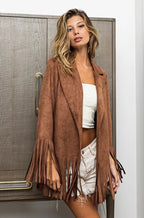 BiBi Single Blazer with Fringed Hem