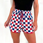 Women's Checkered Drawstring Casual Summer Shorts