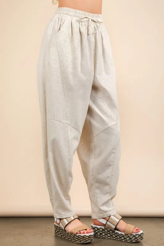 VERY J Solid Barrel Comfy Woven Pants