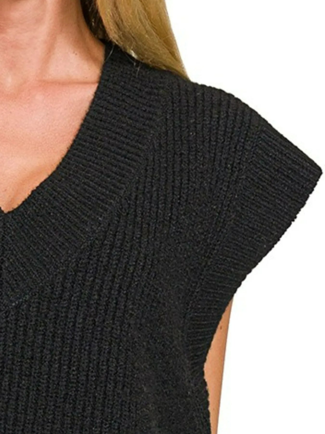 Zenana Oversized Sweater Vest with Side Slit