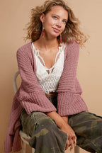 [THC Basics] Open Front Sweater Cardigan with Pockets