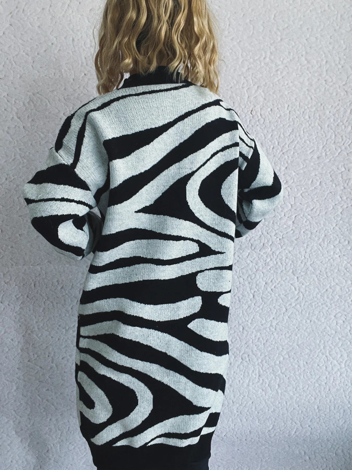Oversized Zebra Print Long Sleeve Sweater