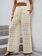 Decorative Button Wide Leg Pants