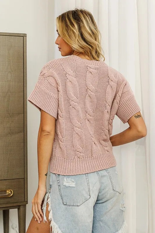 BiBi Cable Knit Textured Sweater Top