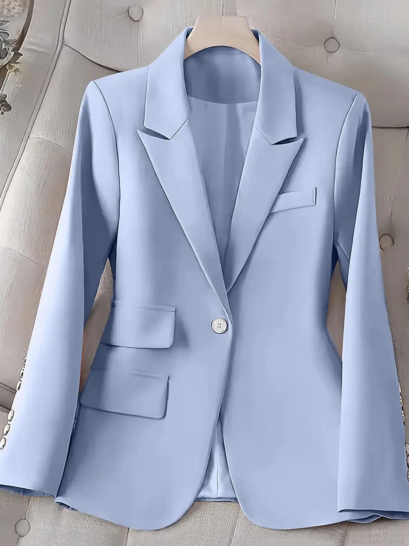 Single-Button Long Sleeve Blazer