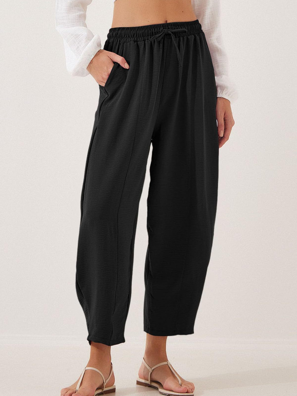 Full Size Drawstring Cropped Jogger Pants Plus Size