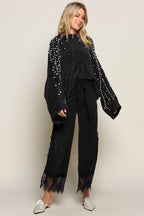 POL Oversized Pearl Embellished Sweater