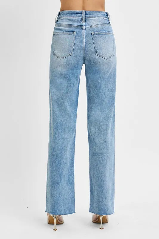 RISEN Tummy Control Rise Straight Jeans