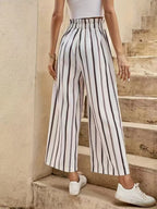 Tied Striped Wide Leg Pants