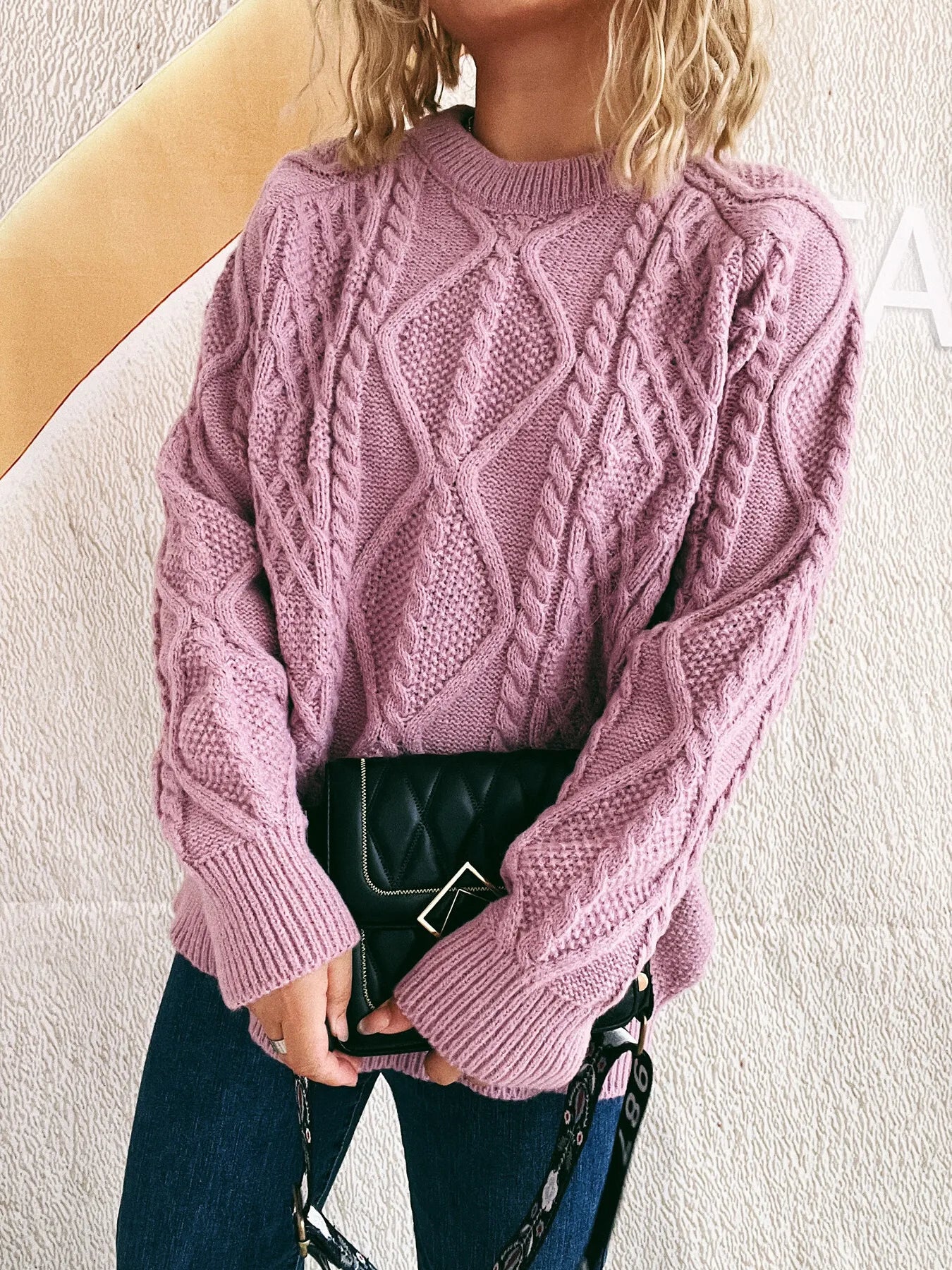 Cable Knit Long Sleeve Sweater