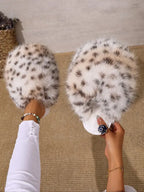 New Trendy Plush Fur Slippers, Super Cute Fashion Warm Home Shoes, Anti-Slip Thick Sole Cat-Like Feel Cotton Slippers, Christmas Gift for Girls