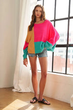 ADORA Loose Fit Colorblock Sweater Oversized
