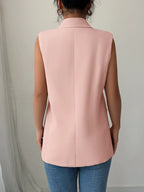 One Button V-Neck Blazer Vest Coat