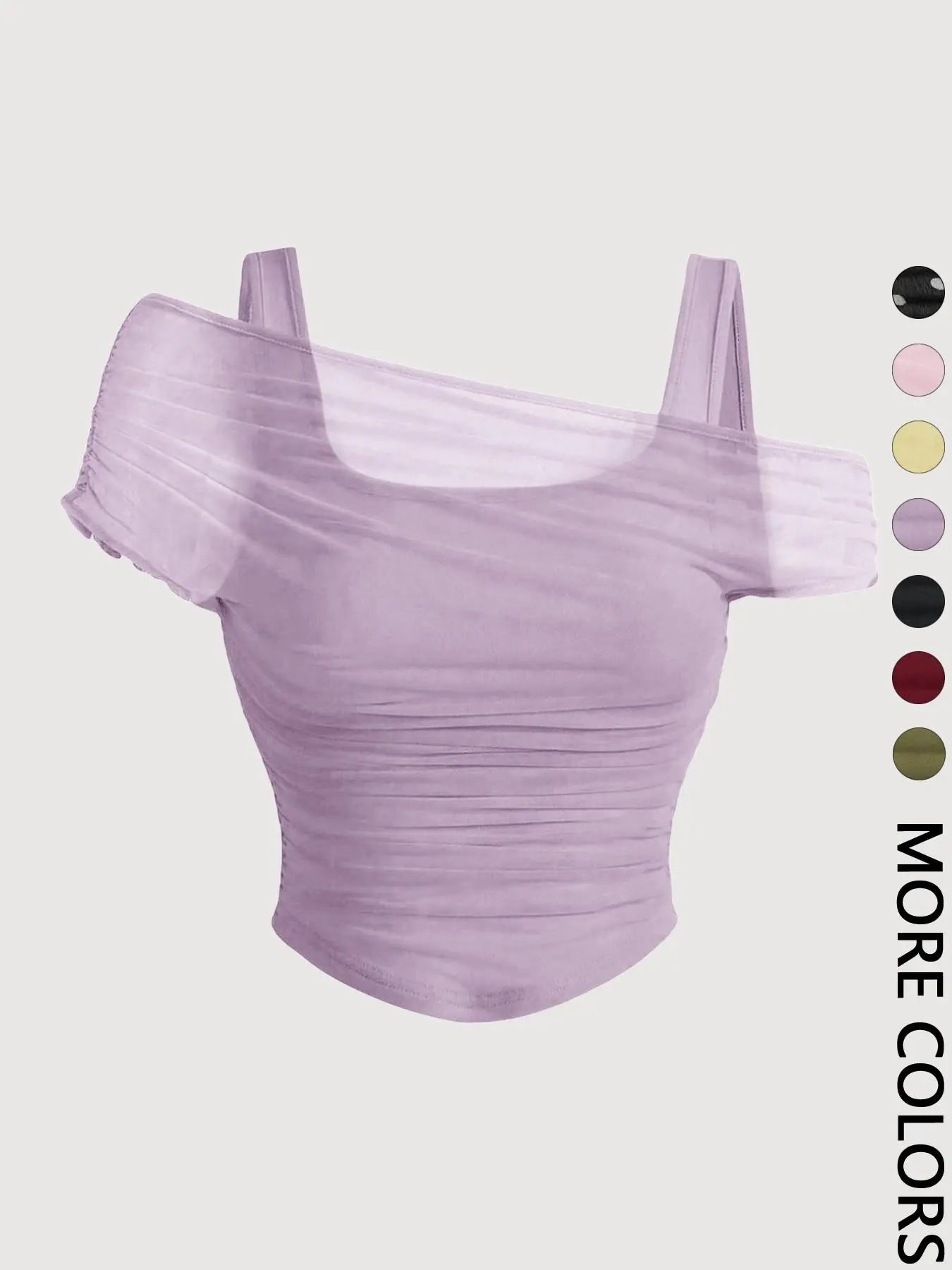 Women's Asymmetric Ruched Mesh Crop Top