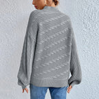 Cable-Knit Mock Neck  Long Sleeve Sweater