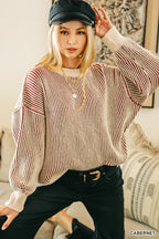 Zenana Two Tone Crewneck Sweater Oversized