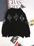 Sequined Diamond Pattern Oversized Sweater
