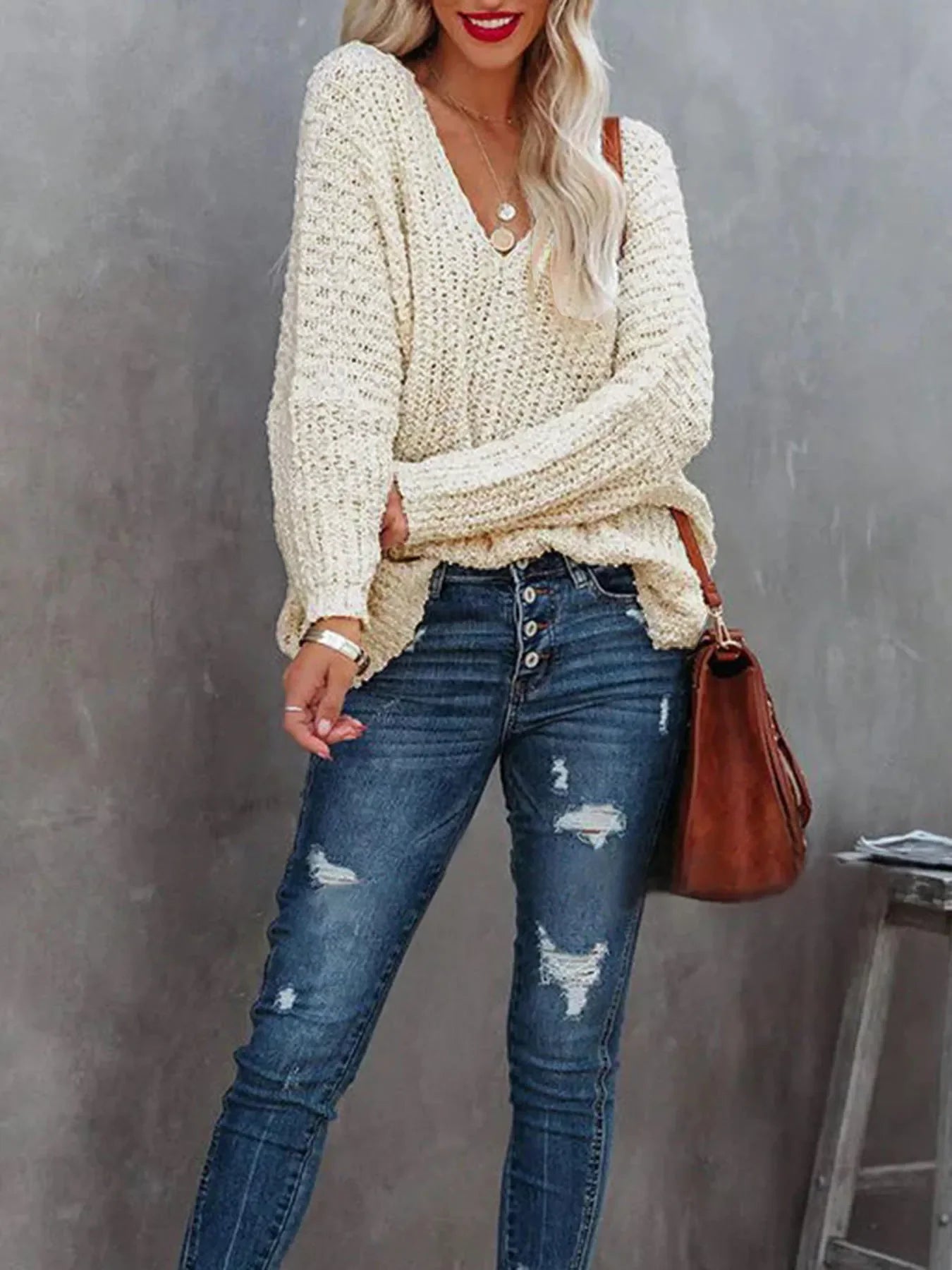 V-Neck Long Sleeve Sweater
