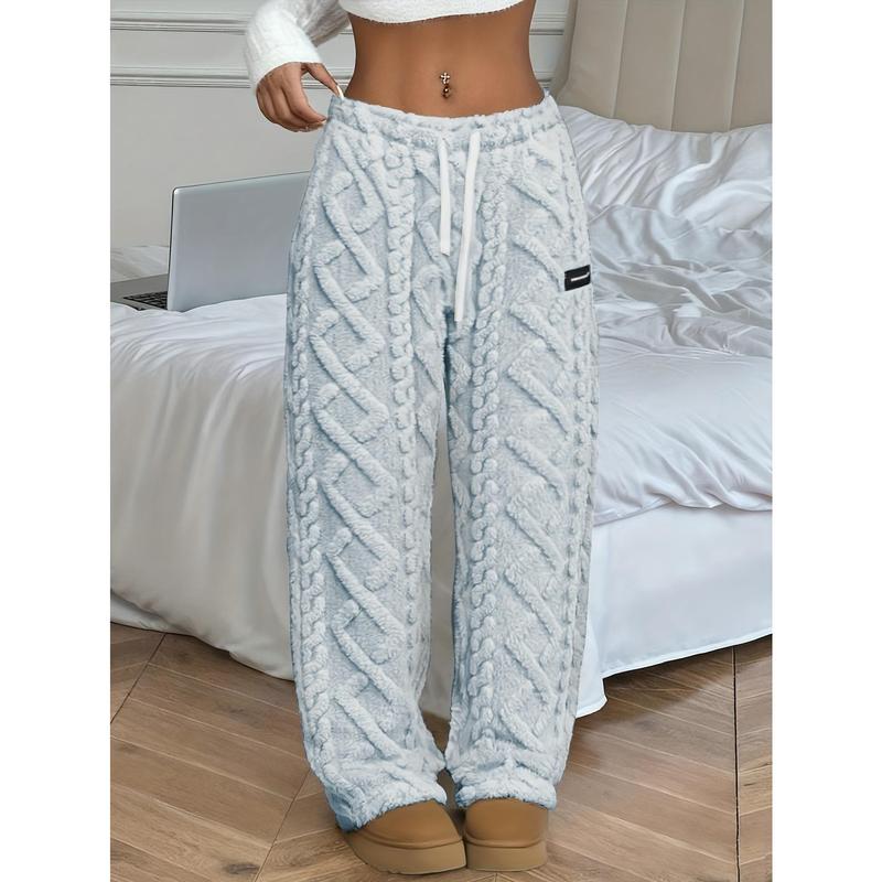 Jacquard Fabric Drawstring Lined Pants