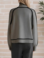 Contrast Trim Turtleneck Sweater