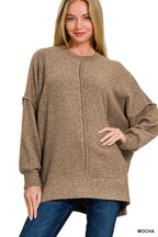 Zenana Brushed Melange Hacci Oversized Sweater