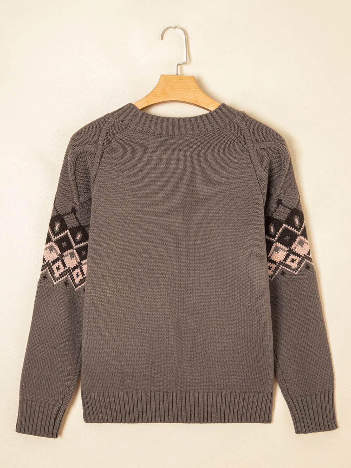 Geometric Round Neck Long Sleeve Sweater