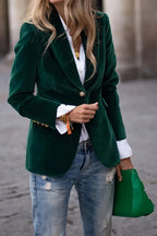 One Button Lapel Collar Long Sleeve Blazer
