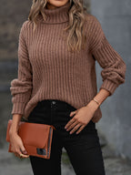 Turtleneck Rib-Knit Sweater