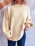 Round Neck Dropped Shoulder Sweater