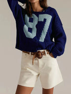 Number 81 Oversized Cable Knit Sweater