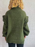 Ruffled Turtleneck Long Sleeve Sweater