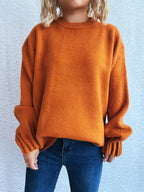 Round Neck Dropped Shoulder Sweater