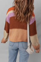 Colorblock Striped Round Neck Sweater