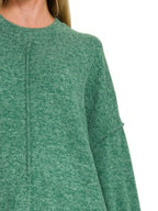 Zenana Brushed Melange Hacci Oversized Sweater