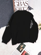 Sequined Diamond Pattern Oversized Sweater