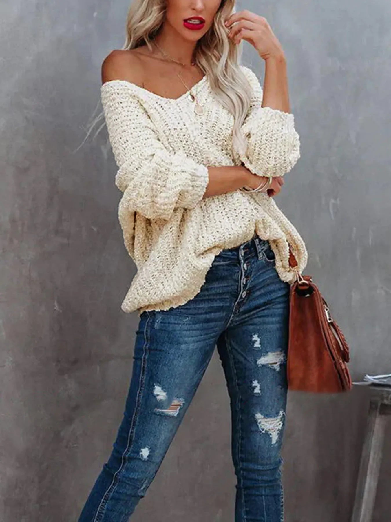 V-Neck Long Sleeve Sweater
