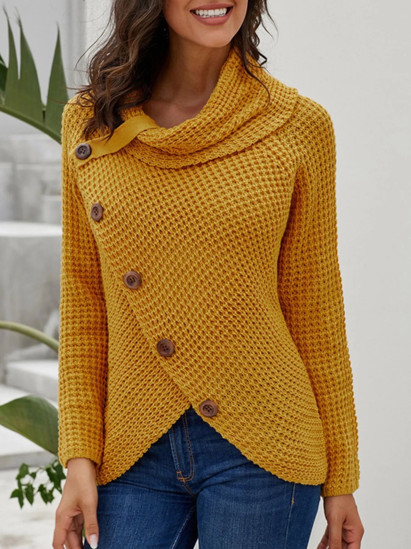 Full Size Texture Turtleneck Long Sleeve Sweater Plus Size