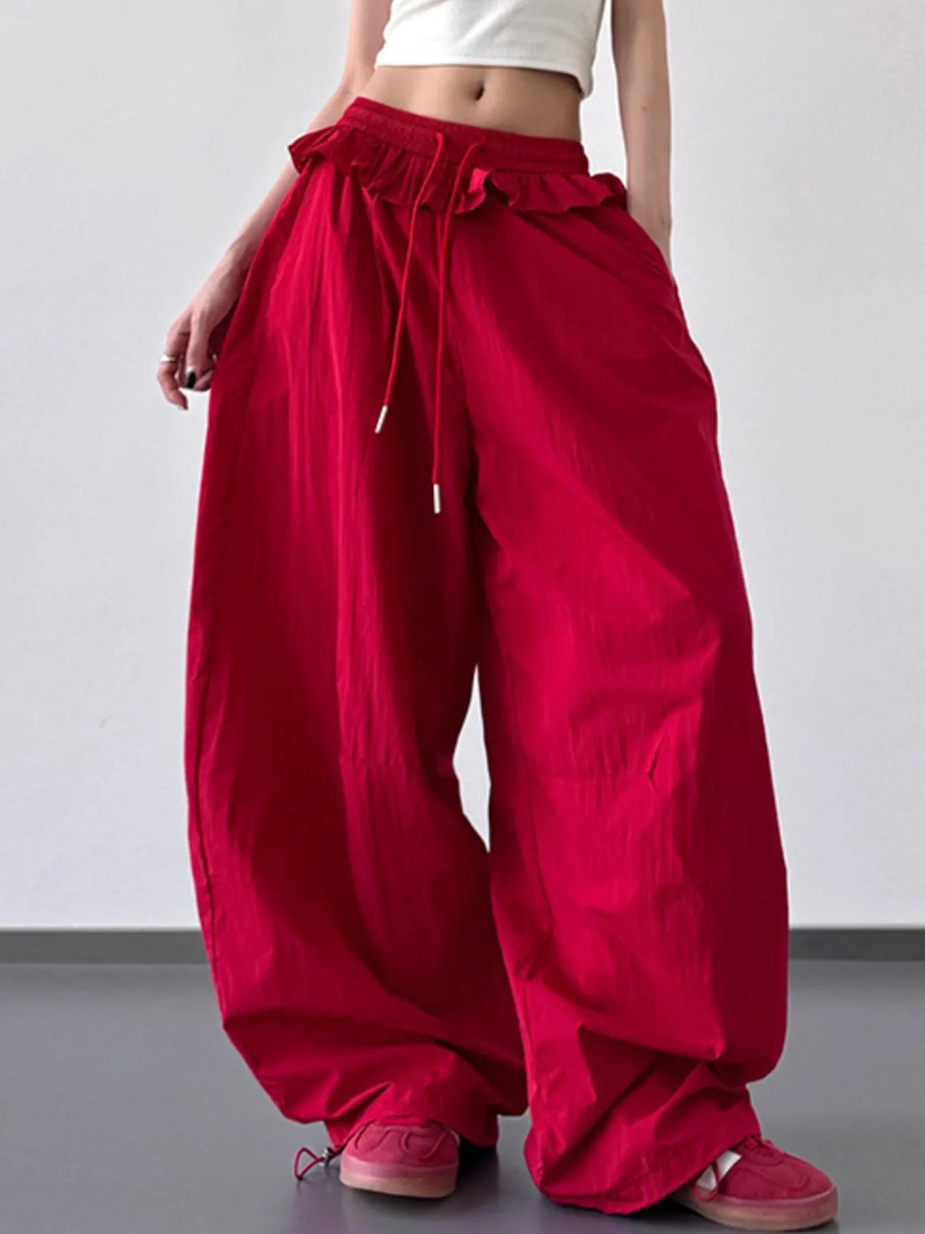 Drawstring Wide Leg Pants