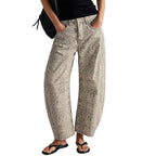 Wide-Leg Loose Mid-Rise Casual Denim Trousers