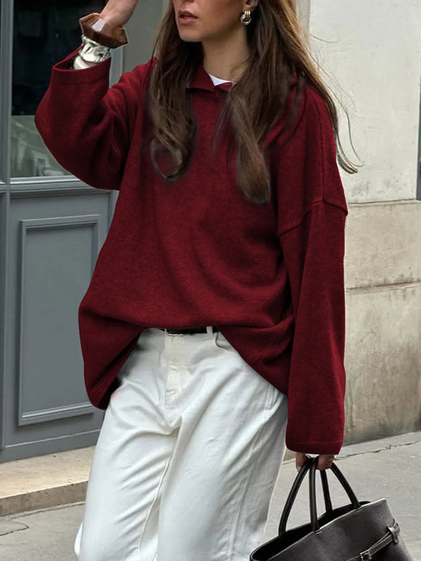 Oversized Long Sleeve Hooded Sweater