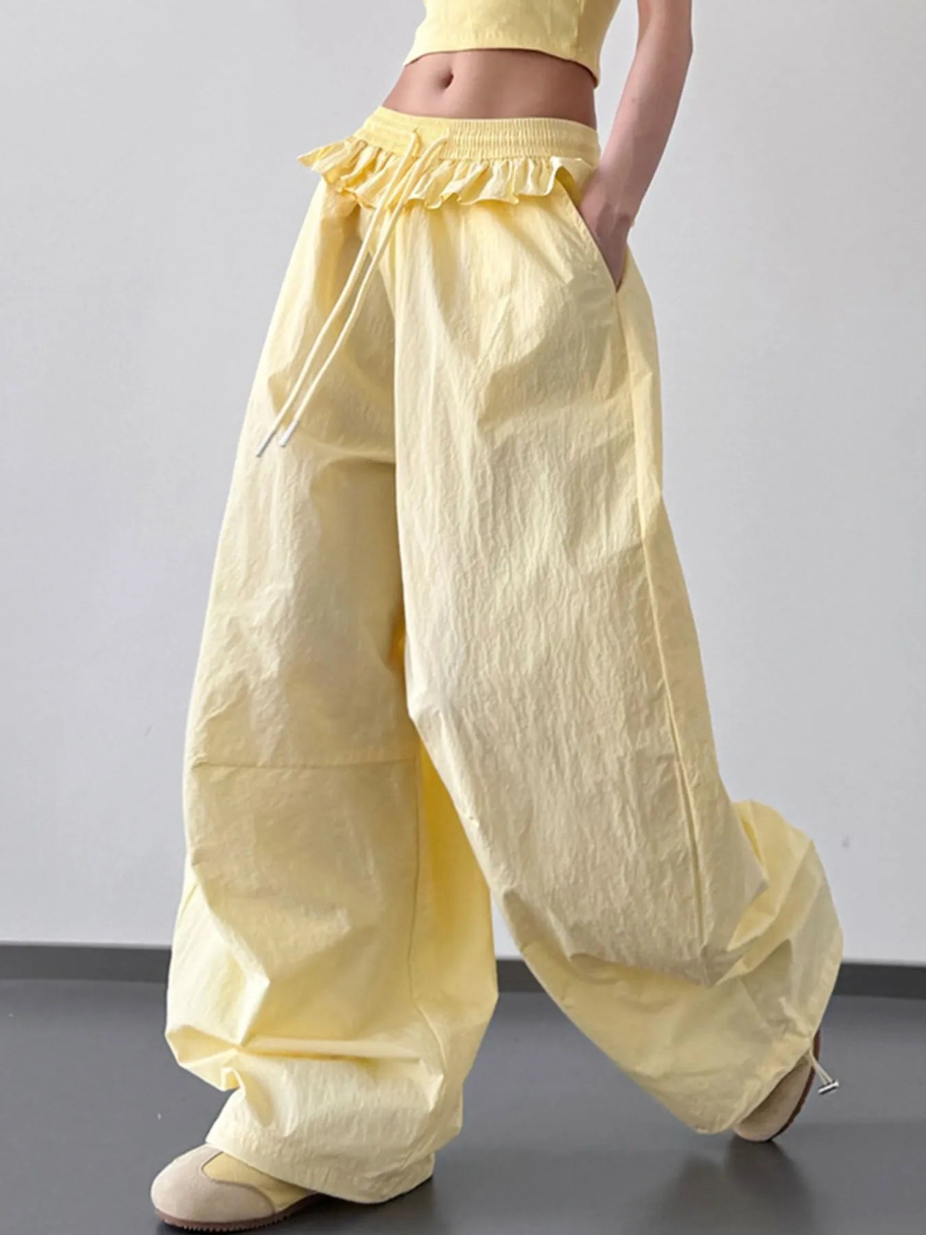 Drawstring Wide Leg Pants