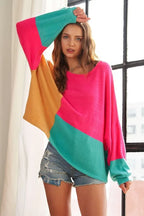 ADORA Loose Fit Colorblock Sweater Oversized
