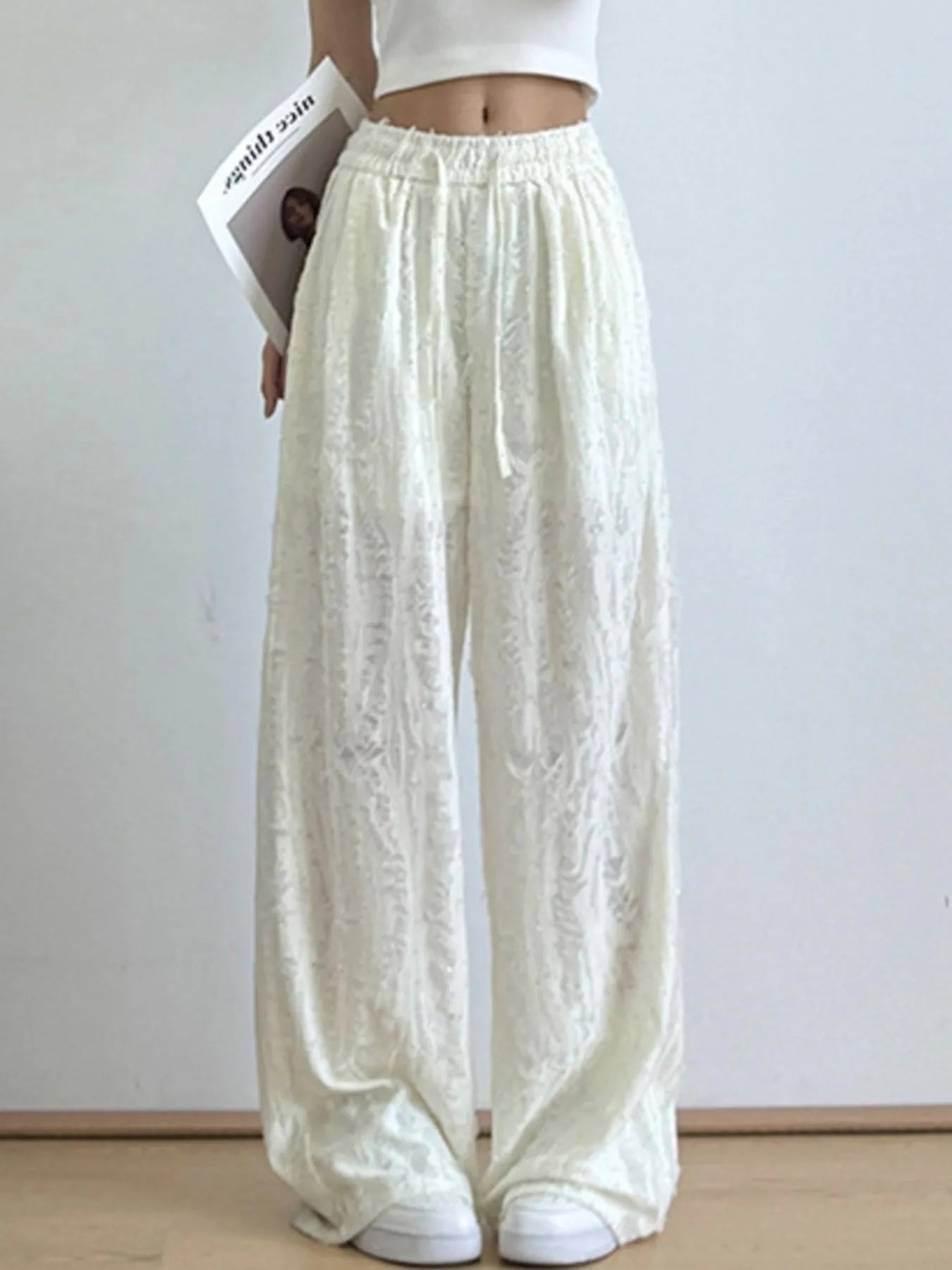 Drawstring Wide Leg Pants