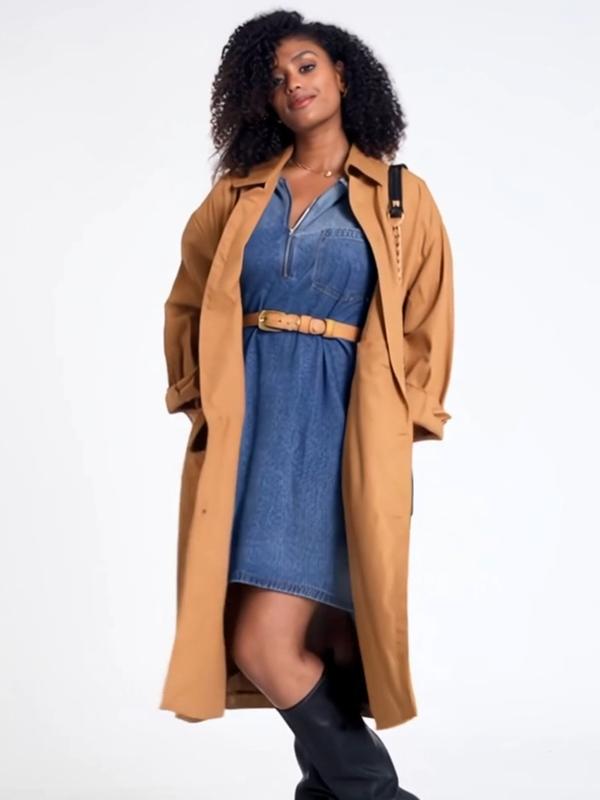 Half-Zip Collared Vintage Denim Dress